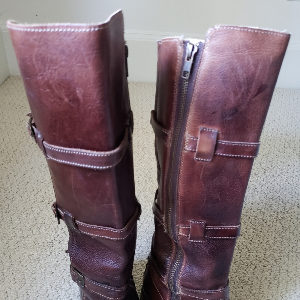 Bed Stu Cobbler Series Kitty Knee High Rustic Teak Leather Boots - Picture 6 of 16